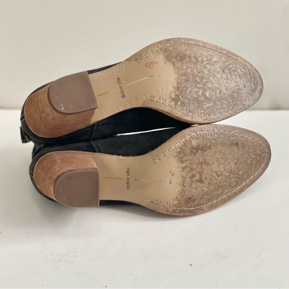 Dolce Vita Jones Suede Booties 8.5 Western Stitched Bohemian Neutral Casual Grey - Picture 10 of 12